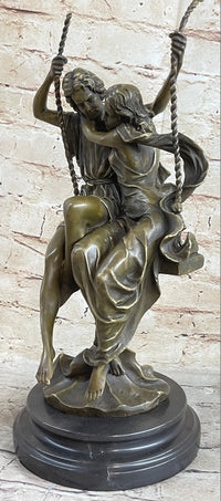 Couple in Love on Swing Bronze Figurine LRG