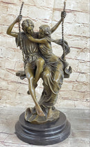 Couple in Love on Swing Bronze Figurine LRG