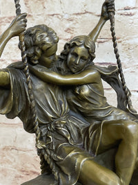 Couple in Love on Swing Bronze Figurine LRG