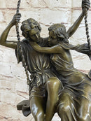 Couple in Love on Swing Bronze Figurine LRG