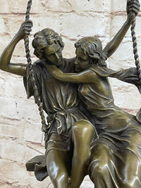 Couple in Love on Swing Bronze Figurine LRG