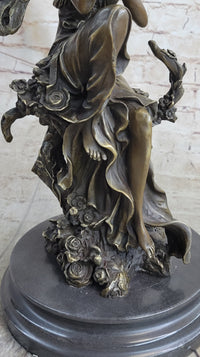 Signed Sexy Fairy with Wing Bronze Art Nouveau Sculpture