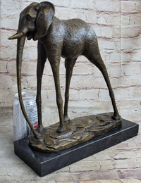 Hot Cast Bronze Elephant Sculpture after Salvador Dali on Marble Base