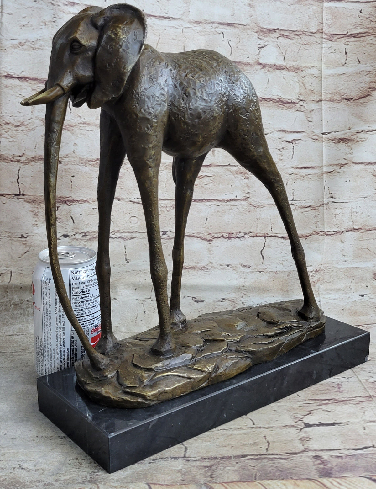 Hot Cast Bronze Elephant Sculpture after Salvador Dali on Marble Base