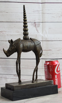 Salvador Dali Cosmic Rhinoceros Bronze Sculpture on Marble