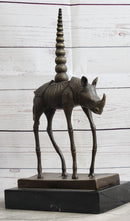 Salvador Dali Cosmic Rhinoceros Bronze Sculpture on Marble