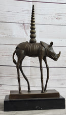 Salvador Dali Cosmic Rhinoceros Bronze Sculpture on Marble