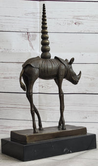 Salvador Dali Cosmic Rhinoceros Bronze Sculpture on Marble