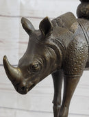 Salvador Dali Cosmic Rhinoceros Bronze Sculpture on Marble