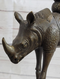 Salvador Dali Cosmic Rhinoceros Bronze Sculpture on Marble