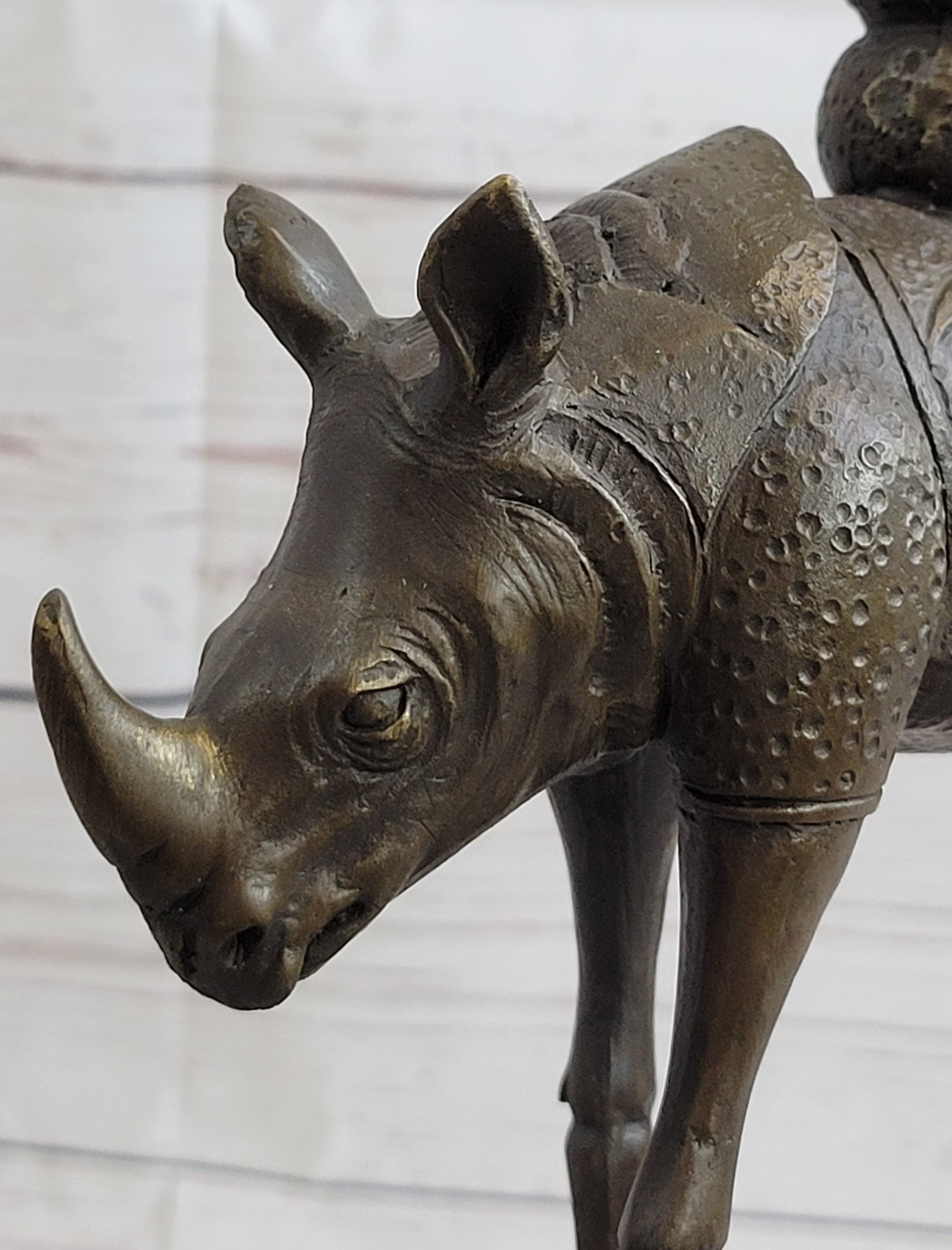 Salvador Dali Cosmic Rhinoceros Bronze Sculpture on Marble