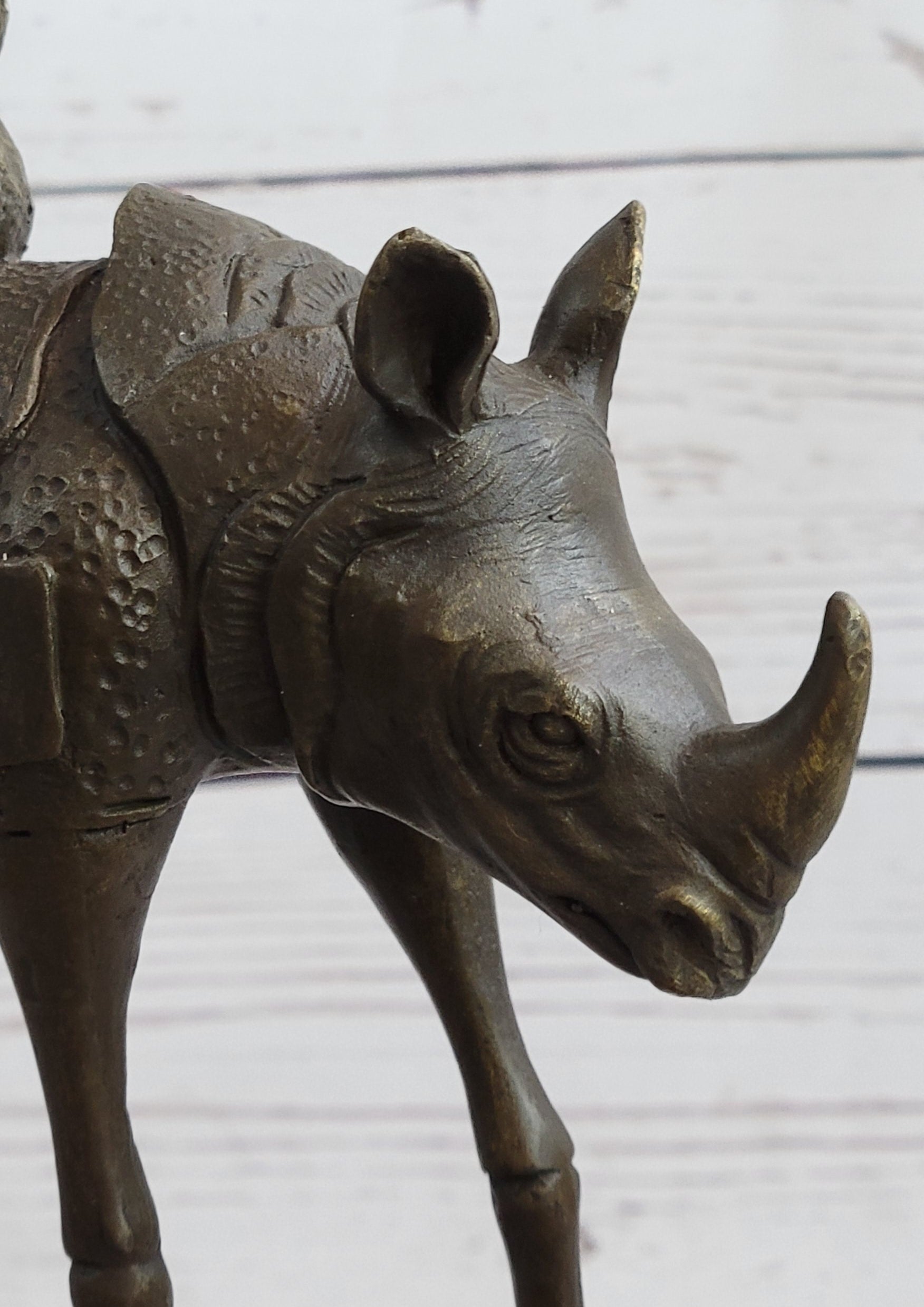 Salvador Dali Cosmic Rhinoceros Bronze Sculpture on Marble