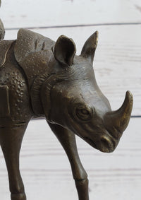 Salvador Dali Cosmic Rhinoceros Bronze Sculpture on Marble