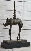 Salvador Dali Cosmic Rhinoceros Bronze Sculpture on Marble