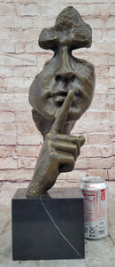 Dali Bronze Face Sculpture – Silence Shushing on Marble Base