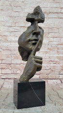 Dali Bronze Face Sculpture – Silence Shushing on Marble Base