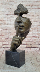 Dali Bronze Face Sculpture – Silence Shushing on Marble Base