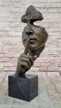 Dali Bronze Face Sculpture – Silence Shushing on Marble Base