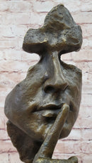 Dali Bronze Face Sculpture – Silence Shushing on Marble Base