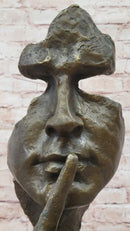 Dali Bronze Face Sculpture – Silence Shushing on Marble Base