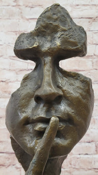Dali Bronze Face Sculpture – Silence Shushing on Marble Base