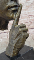 Dali Bronze Face Sculpture – Silence Shushing on Marble Base