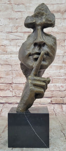 Dali Bronze Face Sculpture – Silence Shushing on Marble Base