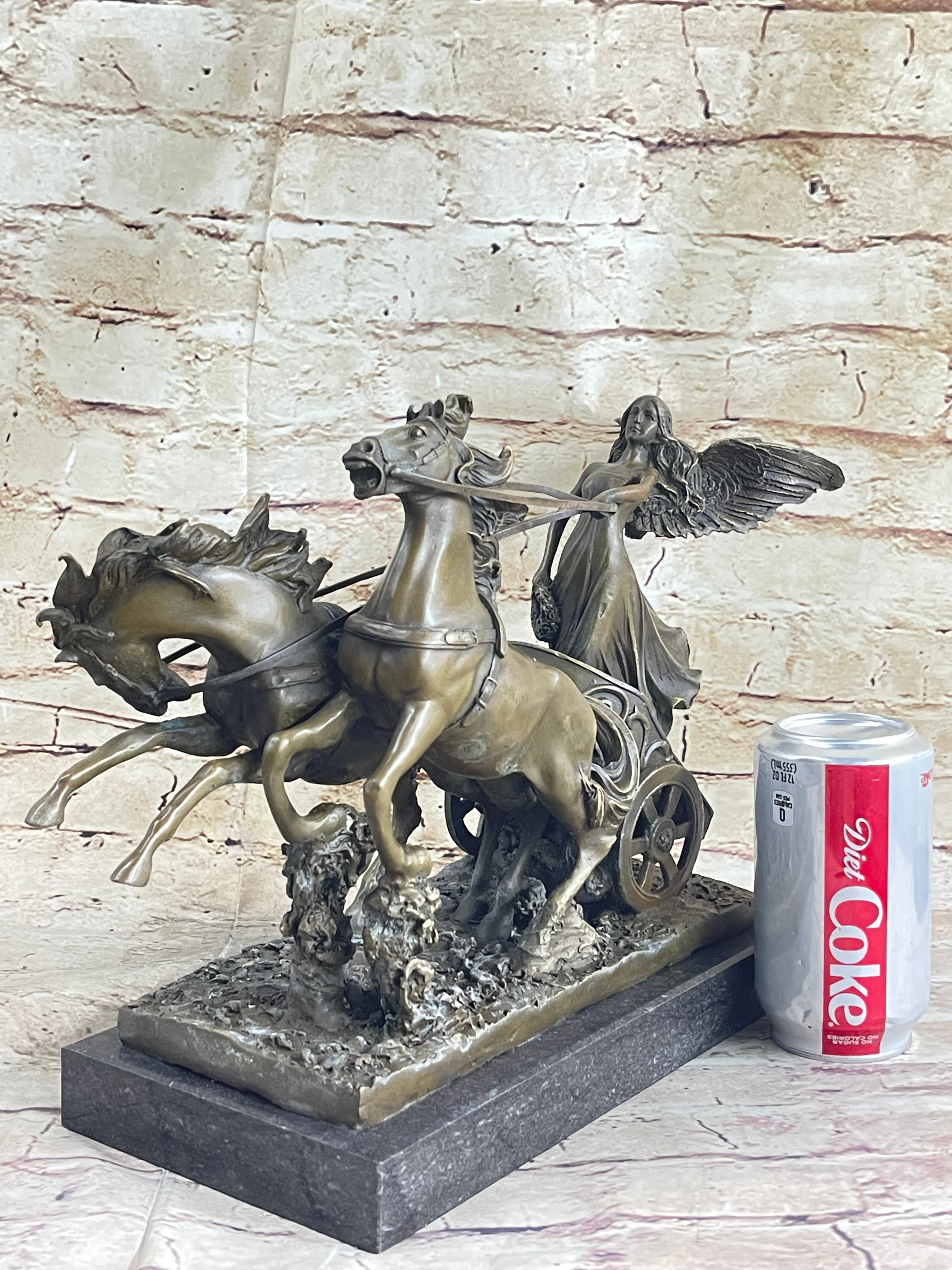 Nike Driving Chariot with Horses Bronze Sculpture