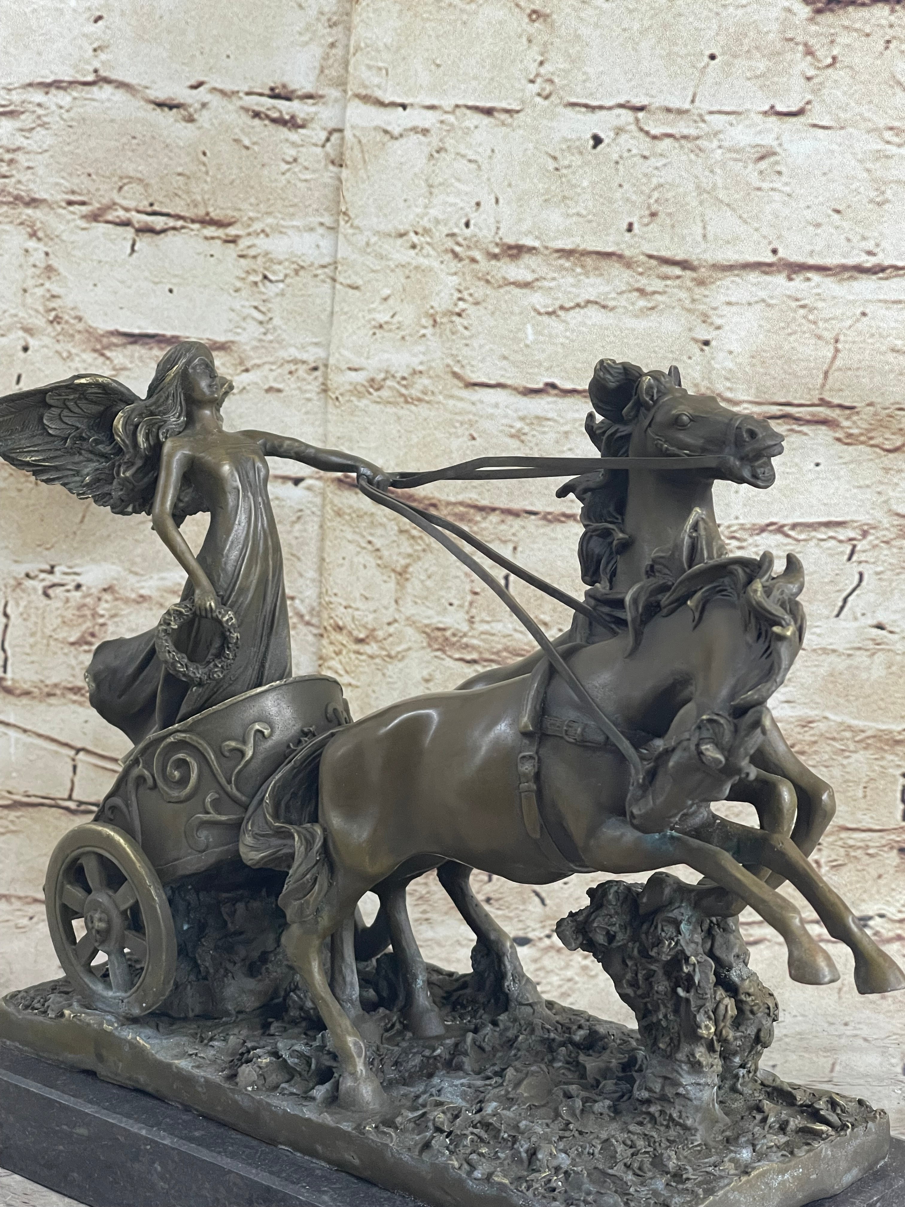 Nike Driving Chariot with Horses Bronze Sculpture