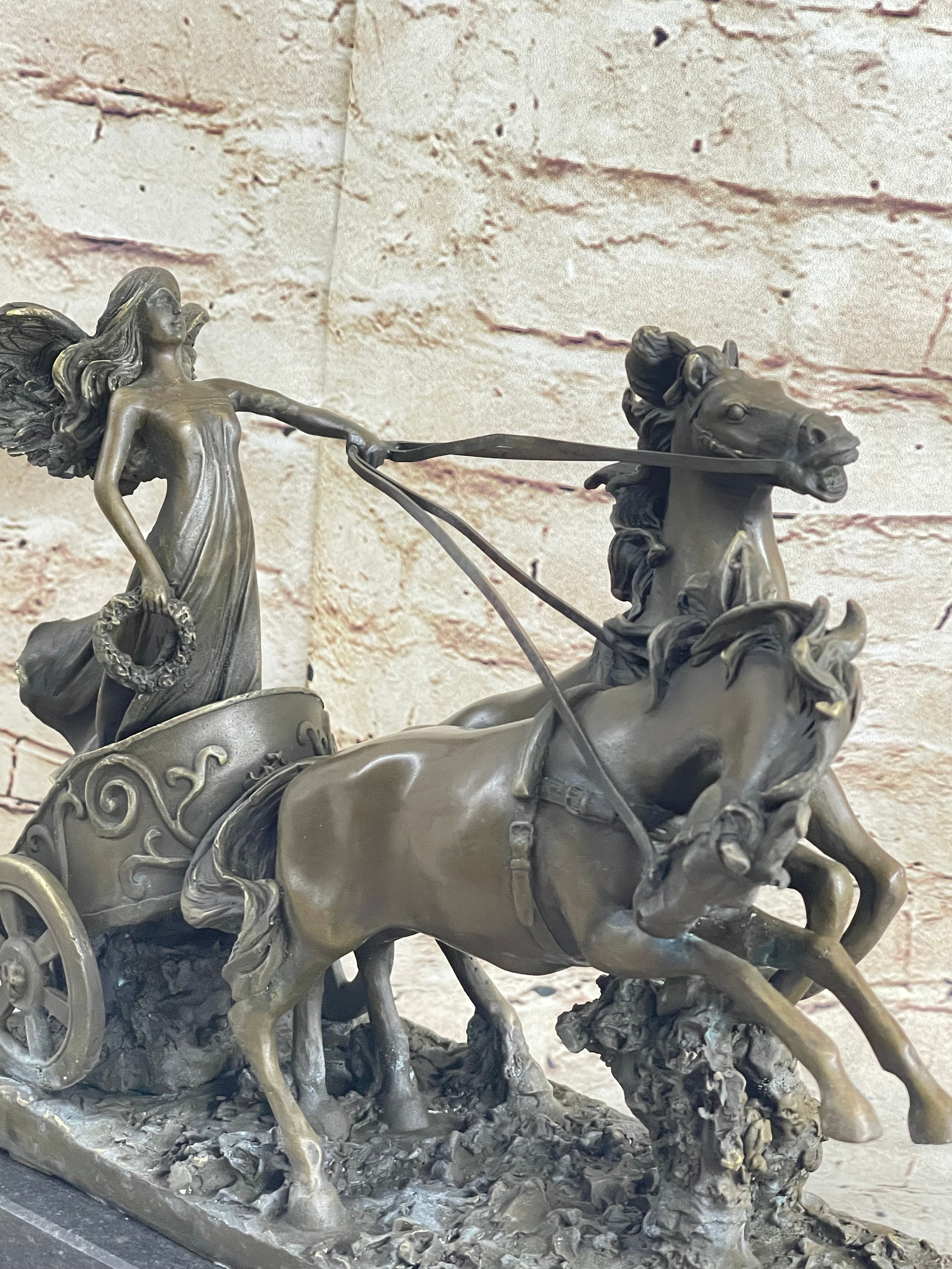 Nike Driving Chariot with Horses Bronze Sculpture