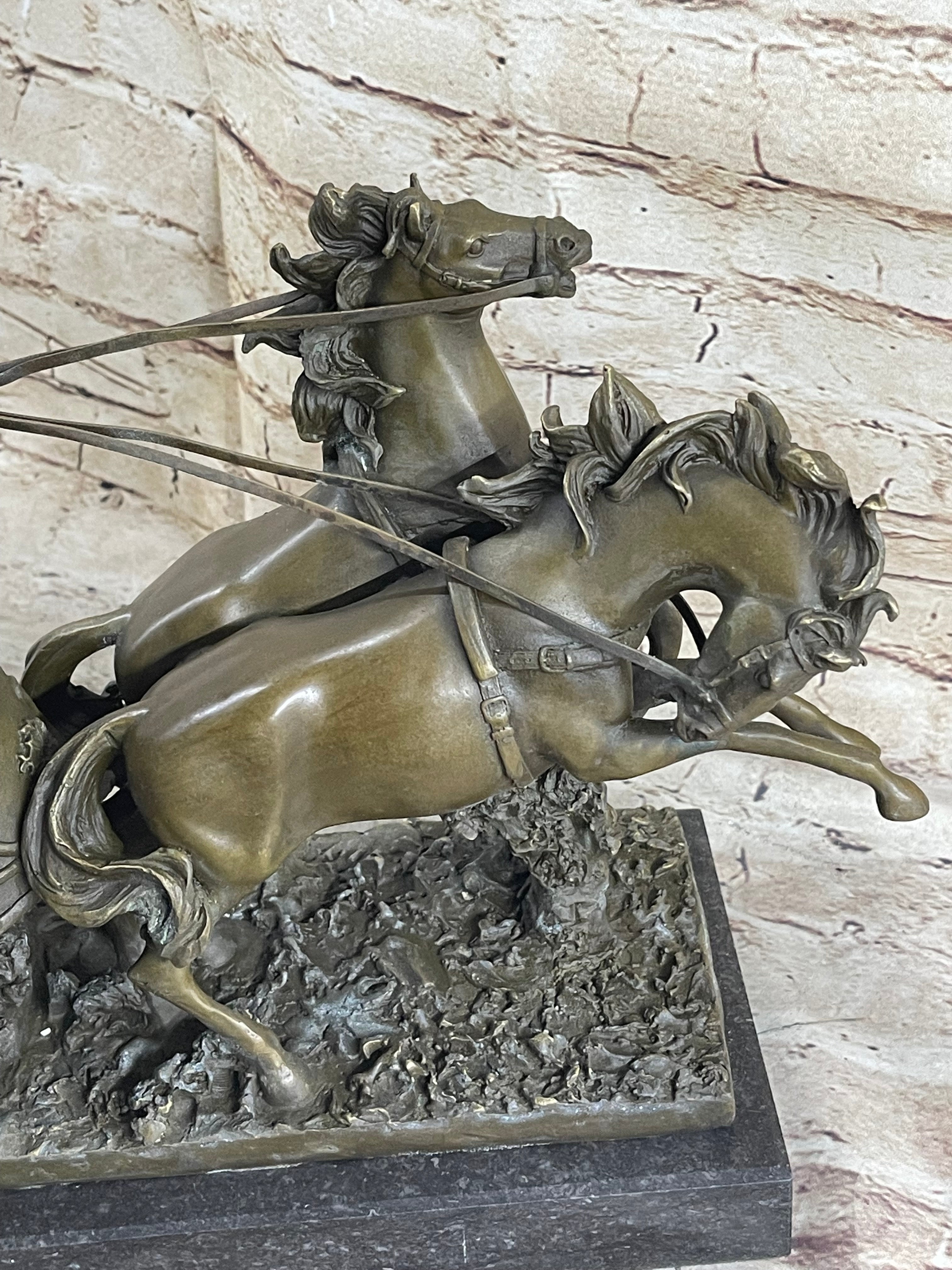 Nike Driving Chariot with Horses Bronze Sculpture