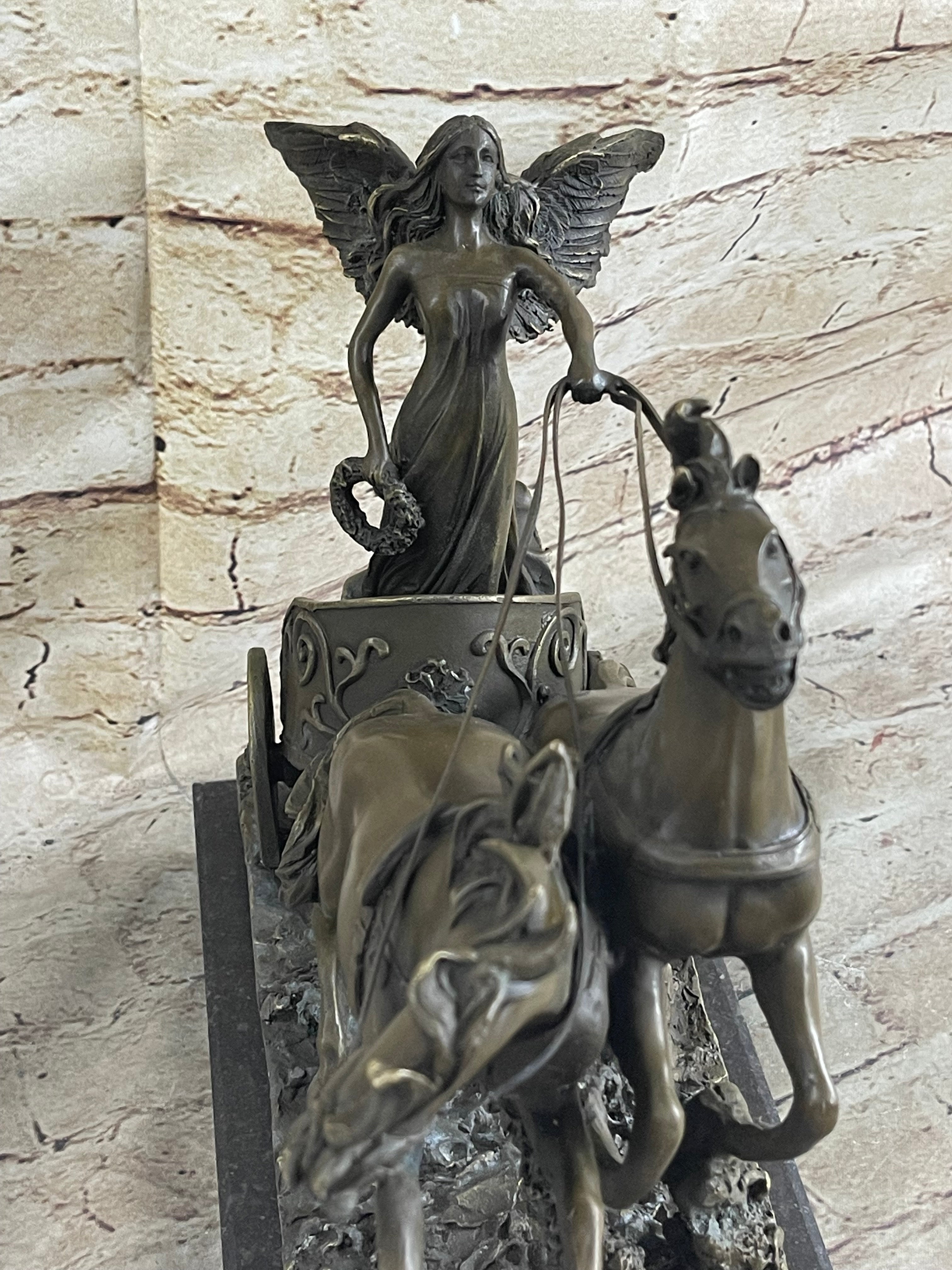 Nike Driving Chariot with Horses Bronze Sculpture