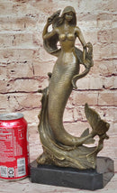 Hot Cast Bronze Mermaid Sculpture on Marble Base by Milo