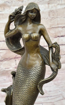 Hot Cast Bronze Mermaid Sculpture on Marble Base by Milo