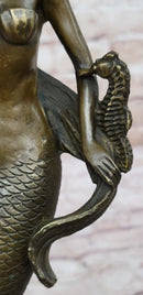 Hot Cast Bronze Mermaid Sculpture on Marble Base by Milo