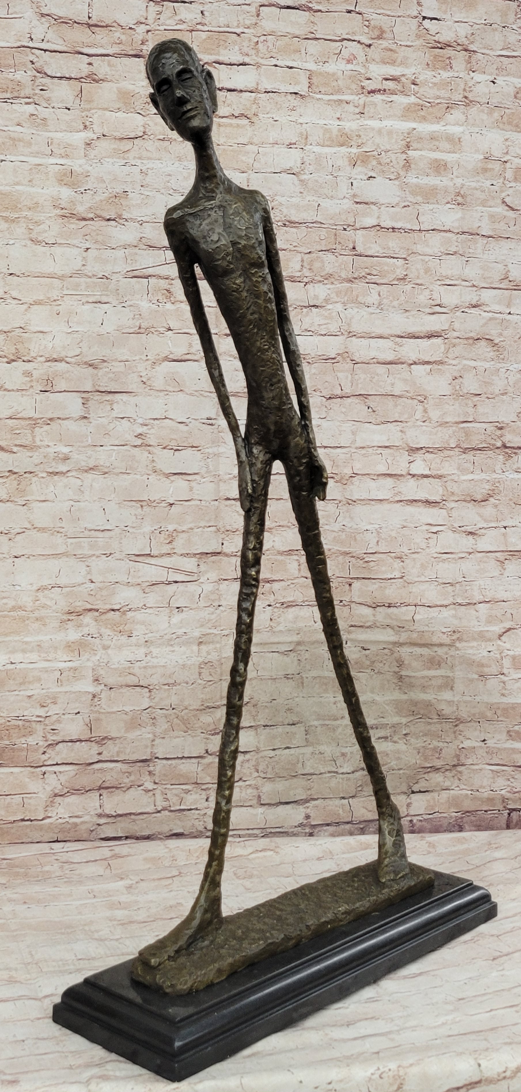 Alberto Giacometti Walking Man - Surrealist Bronze on Marble