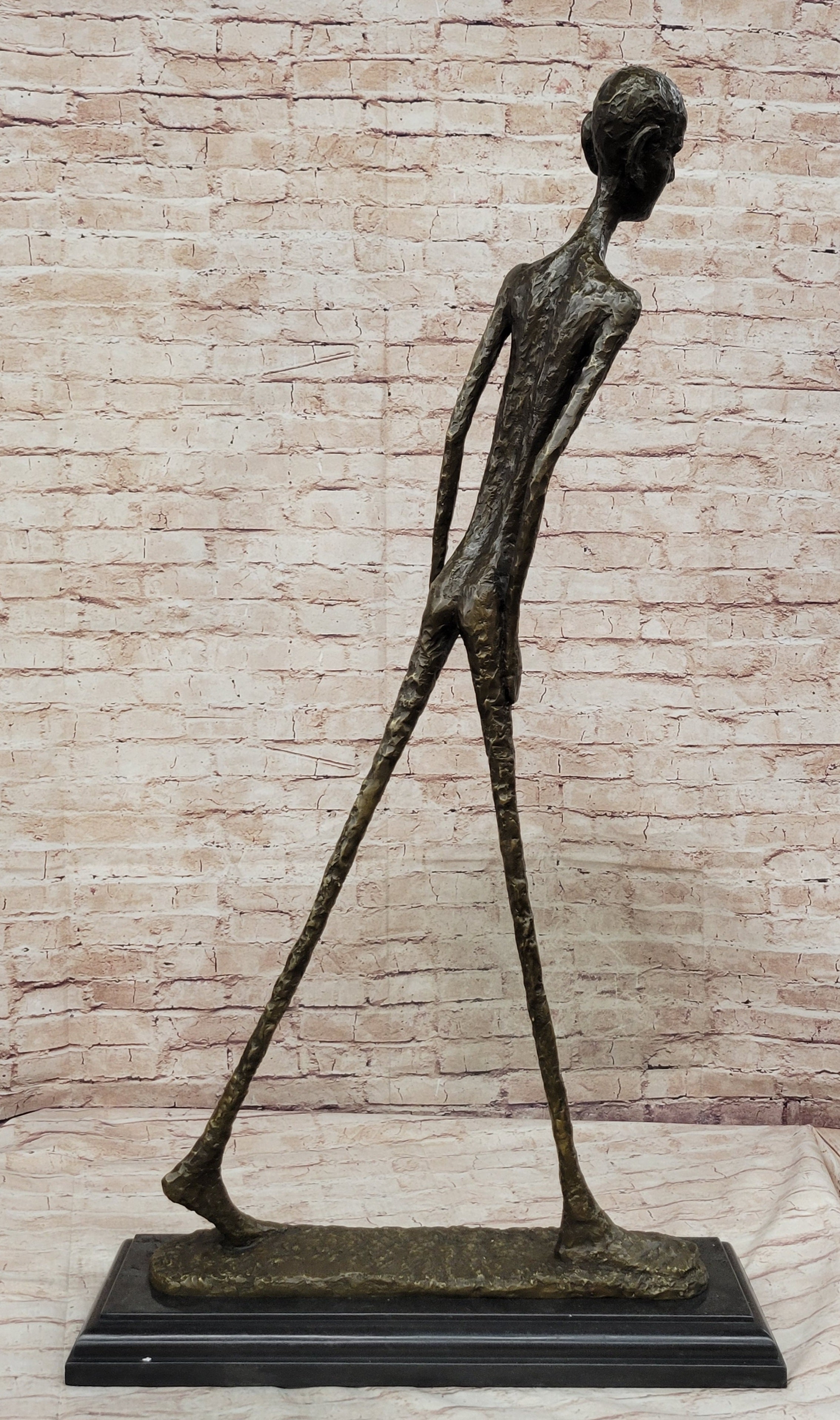 Alberto Giacometti Walking Man - Surrealist Bronze on Marble