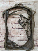Bronze Metal Wall Art Frame Sculpture of Woman w/ Flowers