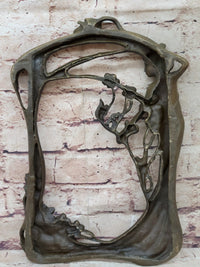 Bronze Metal Wall Art Frame Sculpture of Woman w/ Flowers