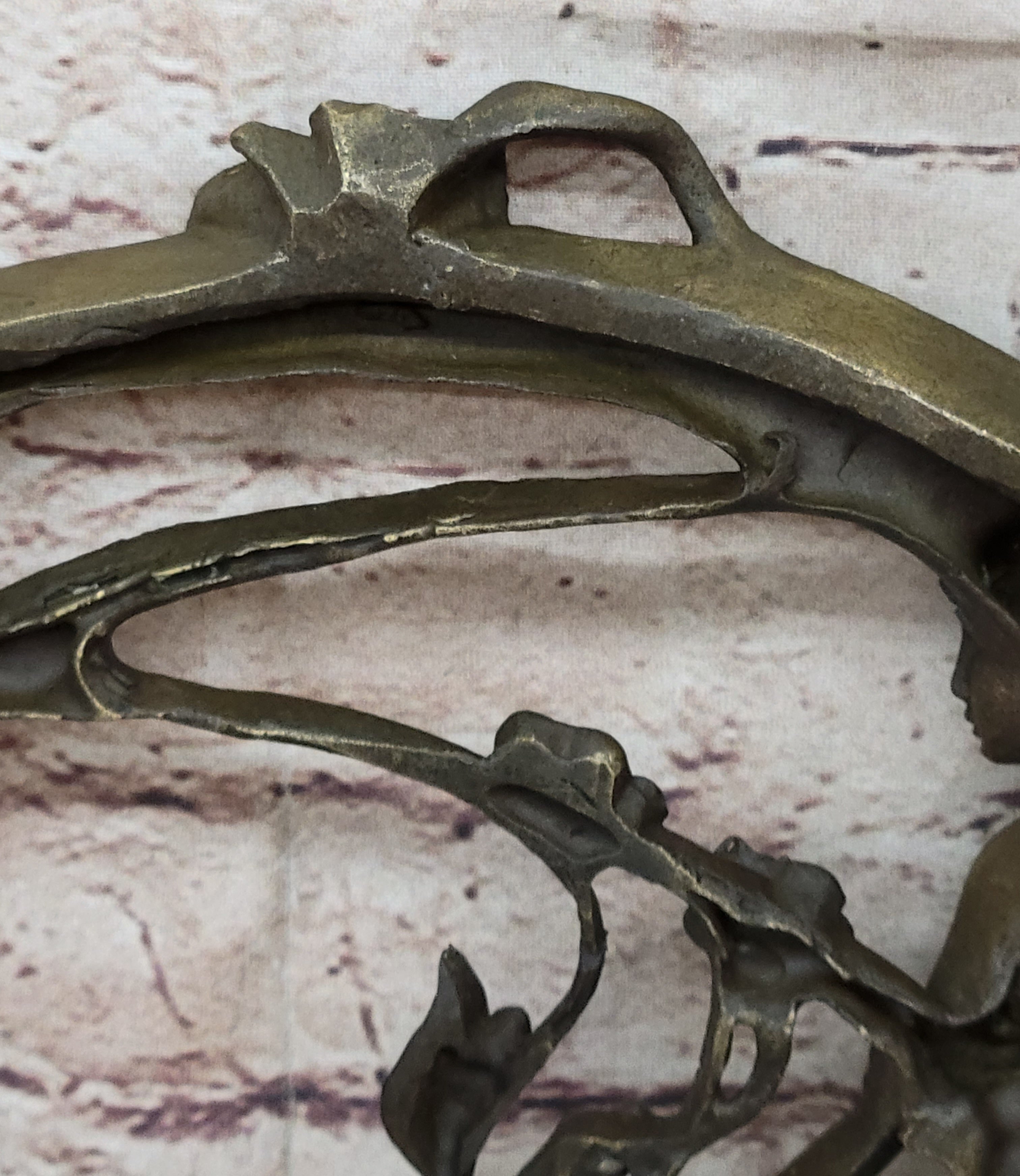 Bronze Metal Wall Art Frame Sculpture of Woman w/ Flowers