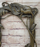 Bronze Picture Frame Sculpture Female & Lily Orchid Flowers
