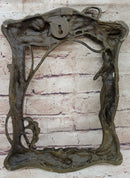 Bronze Picture Frame Sculpture Female & Lily Orchid Flowers