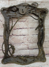 Bronze Picture Frame Sculpture Female & Lily Orchid Flowers