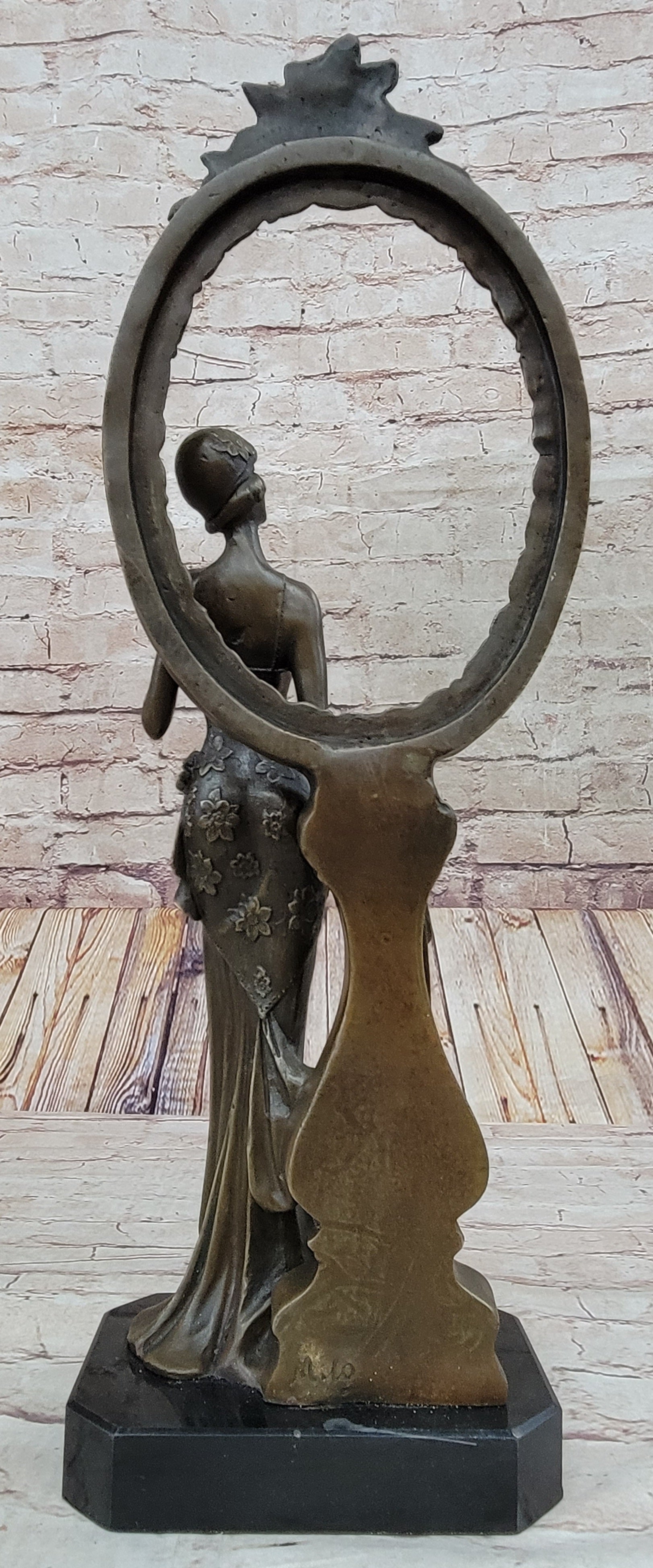 Signed Original Milo 1940 Woman Real Bronze Picture Frame