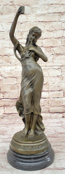 Jean Patoue “Maiden with Chalice” Bronze Sculpture on Marble