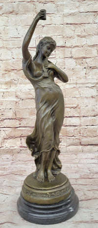 Jean Patoue “Maiden with Chalice” Bronze Sculpture on Marble