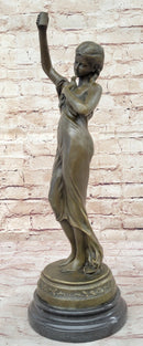 Jean Patoue “Maiden with Chalice” Bronze Sculpture on Marble