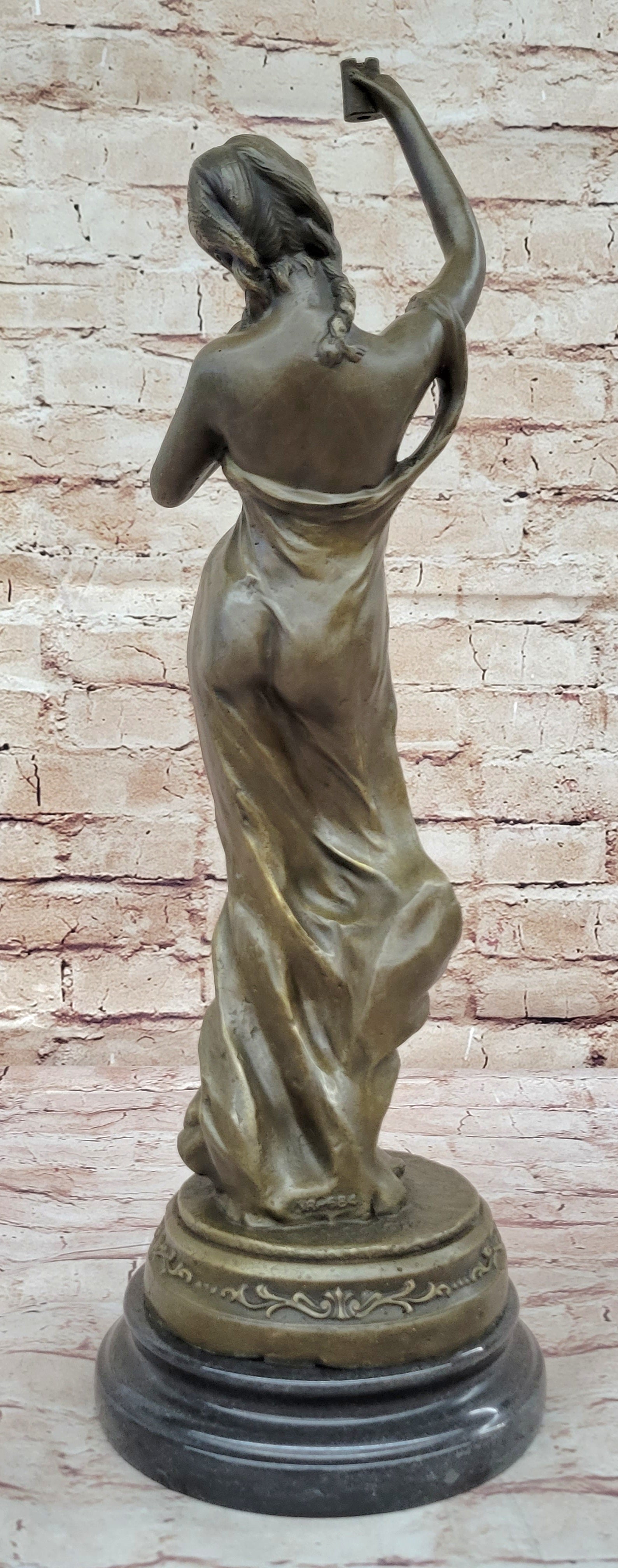 Jean Patoue “Maiden with Chalice” Bronze Sculpture on Marble