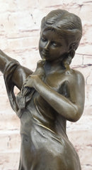 Jean Patoue “Maiden with Chalice” Bronze Sculpture on Marble