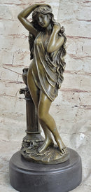 Classic Patoue Female Figure Nude Bookend Bronze Marble Sculpture